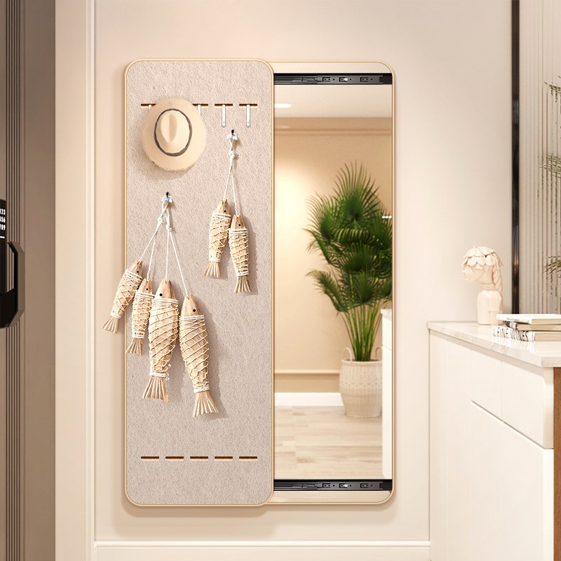 暗藏式隐形穿衣镜隐藏全身镜照片墙挂钩镜子毛毡板家用挂墙镜简约