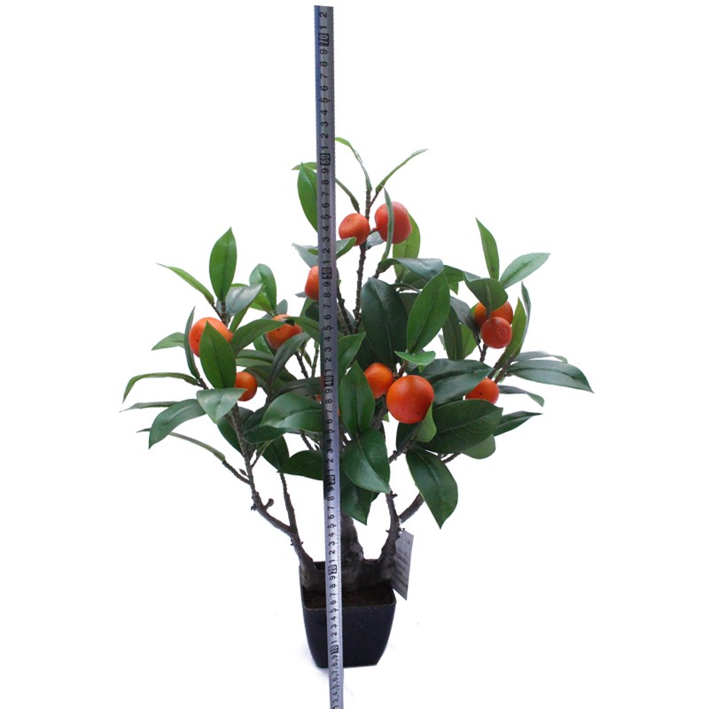 厂家直销仿真绿植假桔子果树盆栽小盆栽手工桂花叶室内外落地摆设