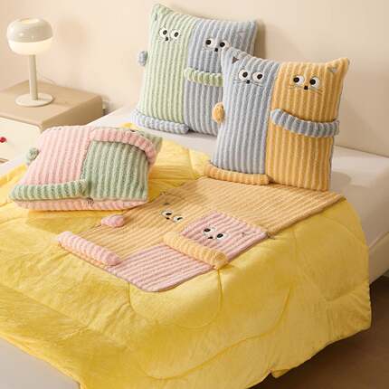 情侣加厚保暖可爱抱枕车一用被64346228子两用加厚二绒合款午睡枕