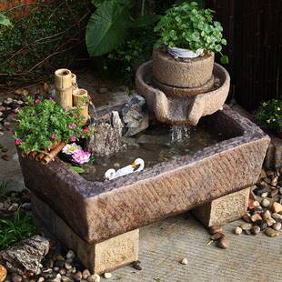 庭水院微景观假造山SMFSJ流鱼装池阳台水系景喷泉户外花园饰水池