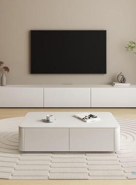 白色OVO电落地视柜茶几合现代组约小户型卧室简实木客厅电视柜弧