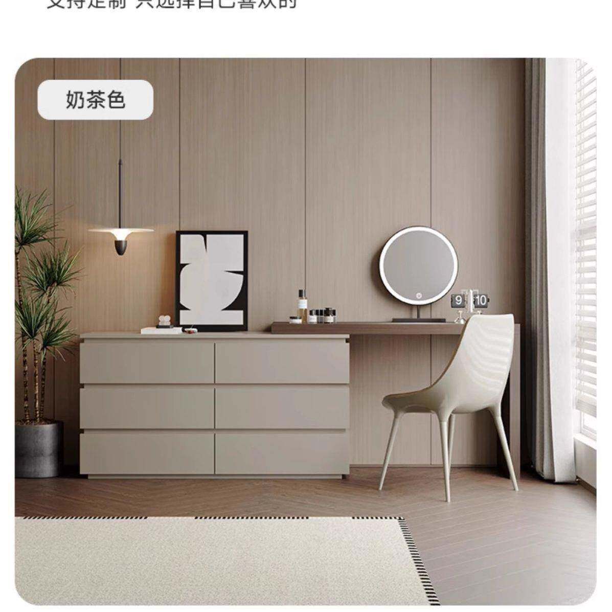 小户型床尾斗化妆台一体可伸缩纯简室约现代梳妆台柜卧梳化妆桌实