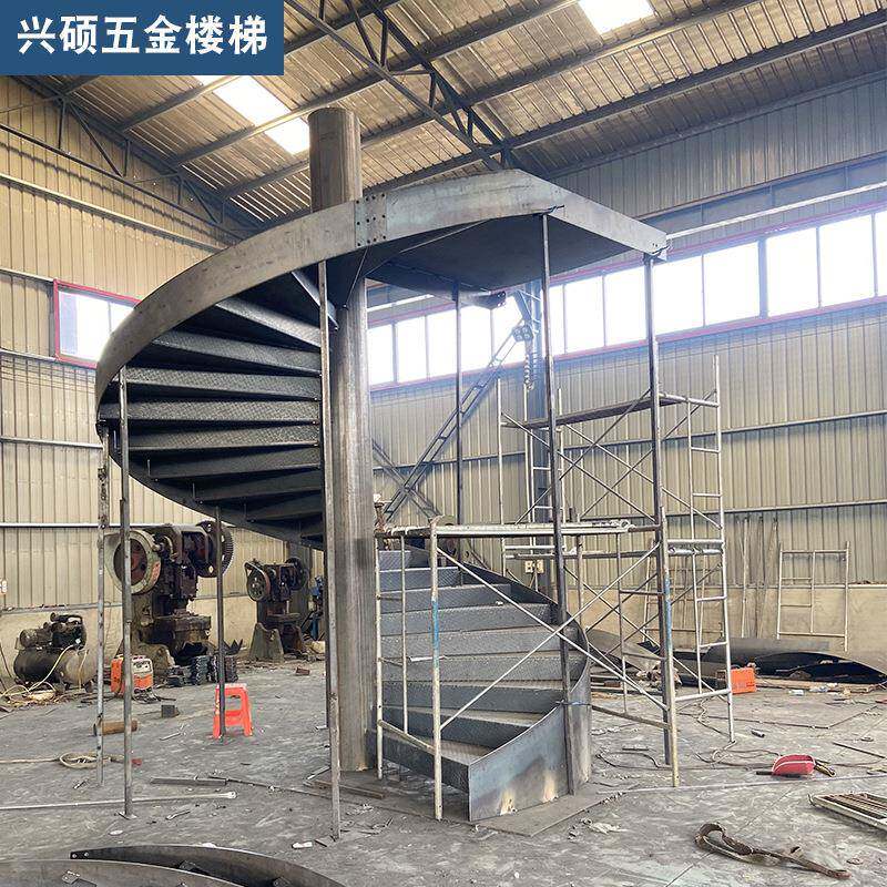 中柱卷FRC板铁楼梯室内弧形楼梯复楼式家用旋转楼梯艺玻旋璃中柱