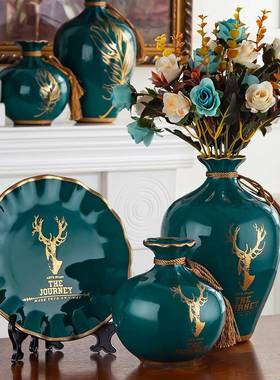 酒店花瓶简意摆件三QIO件套欧现代约客厅式玄关电视酒柜创装饰品