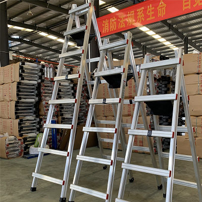 铝合金梯子加厚可行走人字梯焊接工程移动装修家用折叠铝梯行走梯