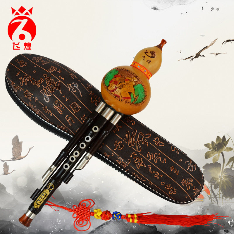 飞煌黑檀木管竹节镶孔葫芦丝C调降B调休闲娱乐入门音乐乐器