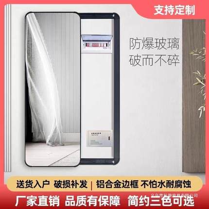 圆角穿衣EDI镜遮配电箱推拉试衣镜隐藏箱电箱全身挡镜入户门表电