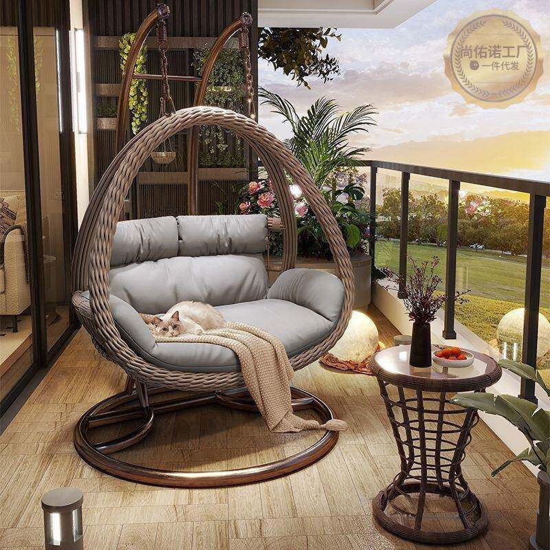 户外吊篮家用秋双千鸟人巢GPX吊椅藤椅单摇椅室内吊床阳台懒沙人