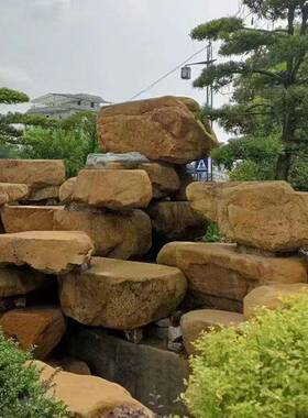 天石然黄蜡240530石石材景石墙驳岸原观石草坪点缀园林假山造景小