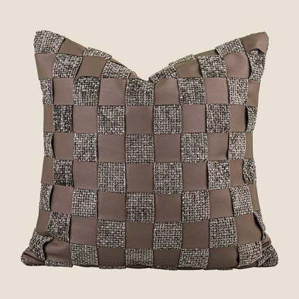 米发咖色轻奢风客厅沙靠枕腰枕组合搭配高档酒枕IHX店样板系间抱