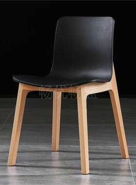 北欧椅创意简约丹餐实QIL木腿户型小个性餐椅靠背椅子咖麦啡椅休