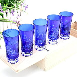 日式酒杯烈清酒杯玻璃杯无品牌/子套装木盒江户切手工雕复古源刻