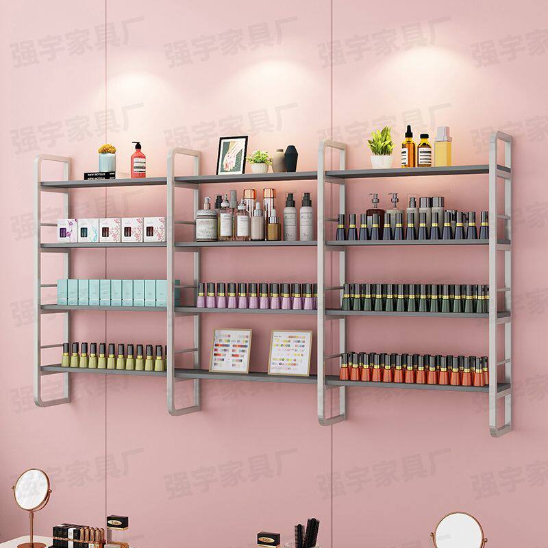美甲置物架理发店墙上置物架化妆品壁挂货架美甲店多层收纳展示架