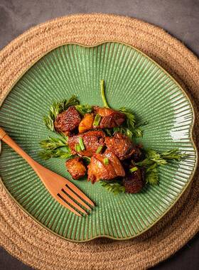 莳绘金缮日式手古JKK陶瓷菜盘子工家用西餐盘意面盘复创餐具意茶