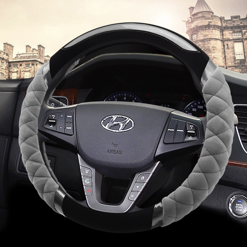 现代朗动名图途胜x35瑞纳ix25专用方向盘套冬季短毛绒女可爱韩国