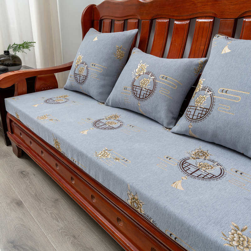 纯色亚麻防水防滑实木沙发坐垫四季红木椅加硬海绵可拆洗沙发垫