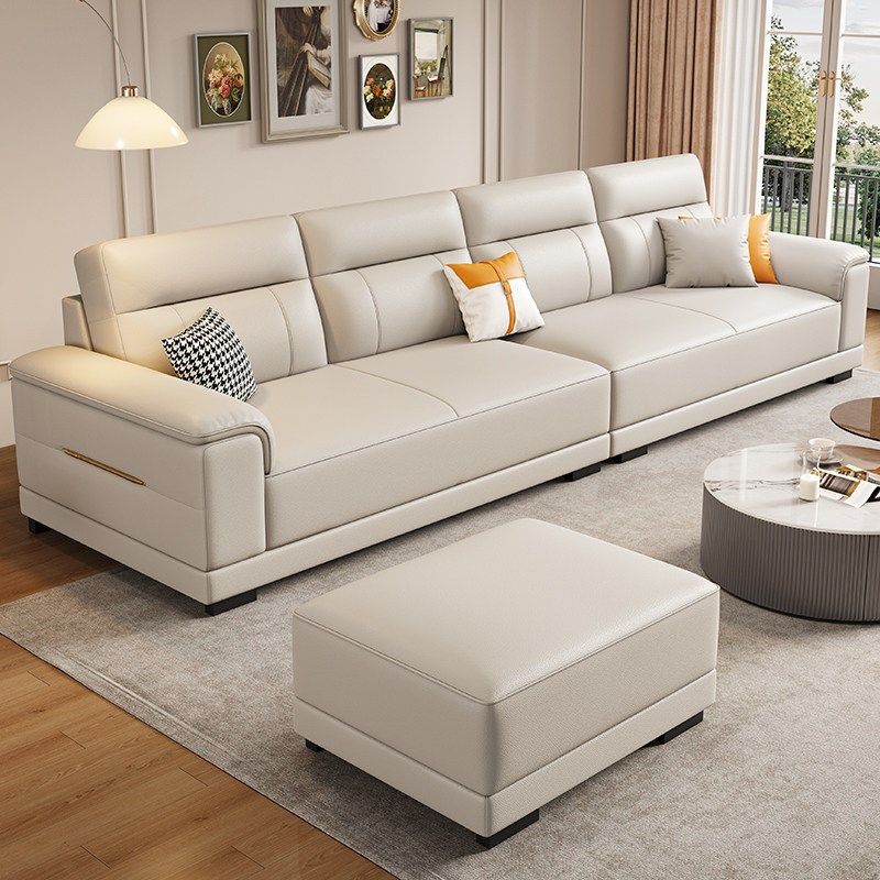 2025年新款奶油风真皮沙发小户型客厅组合极简猫抓皮艺沙发四人位