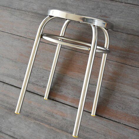 不锈钢加圈加固凳子办公室 加厚家用椅子 简约圆凳餐桌凳学校商场