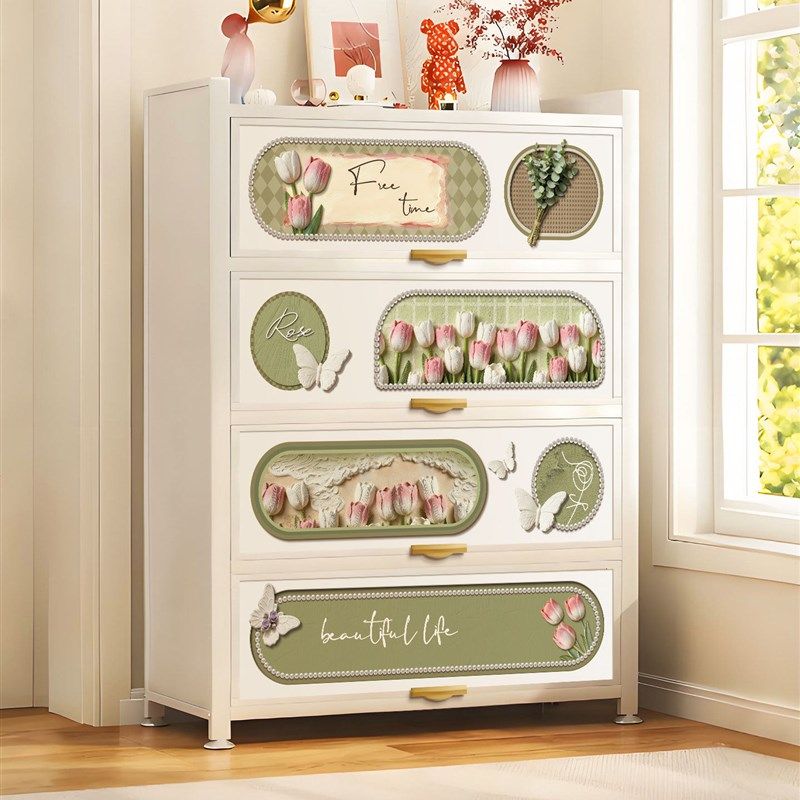 田园风花卉鞋柜家用门口现代简约收纳柜电梯口多层大容量防尘鞋架