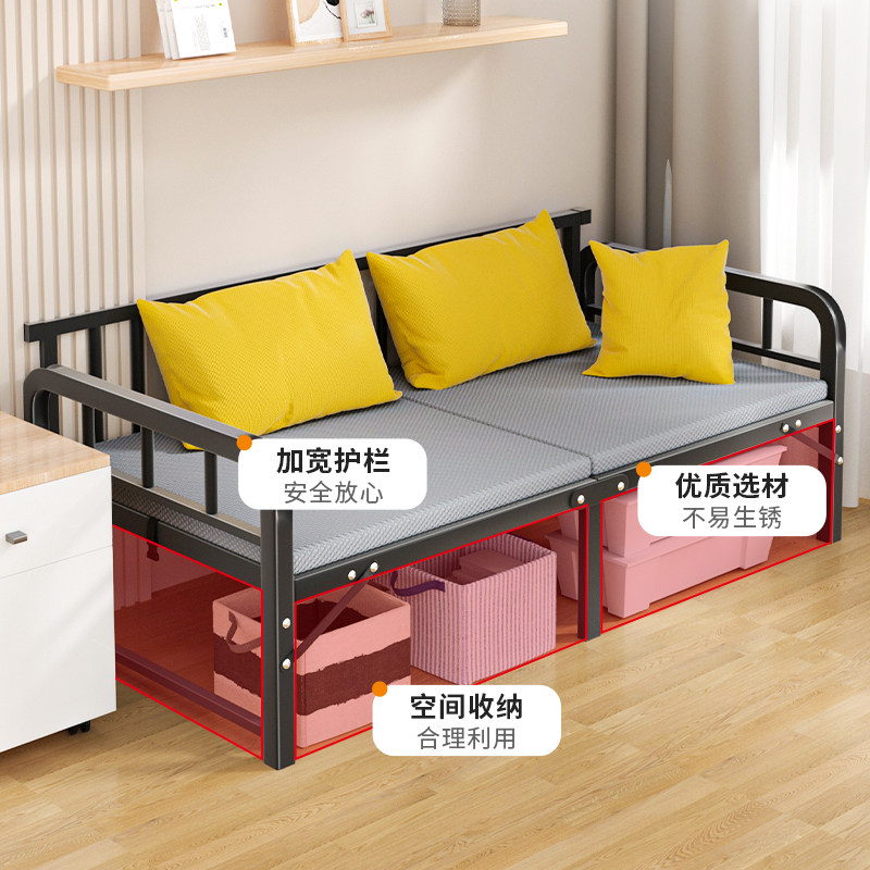 家用铁艺沙发简约现代休闲双人沙发床出租房折叠床午休床沙发椅