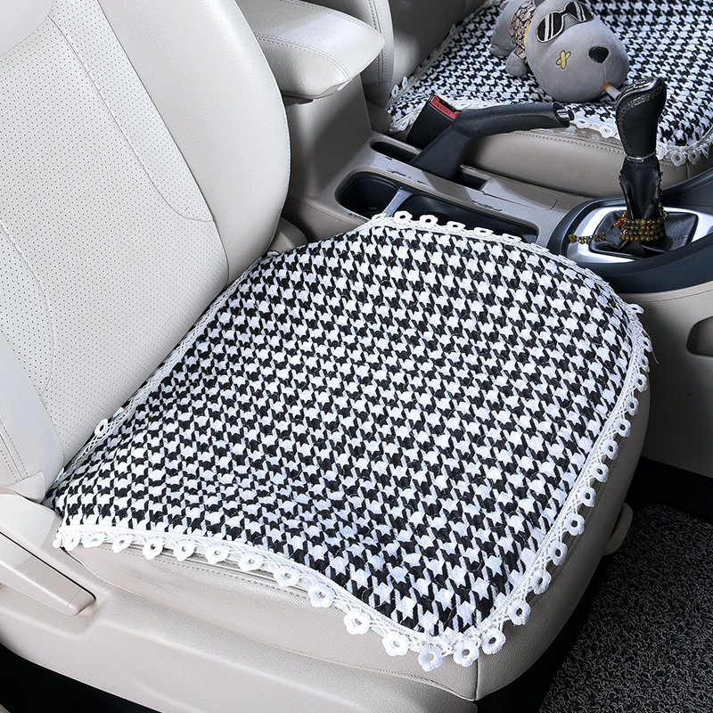 亚麻汽车坐垫四季通用单片半包车座垫三件套免绑後排夏季凉席坐垫