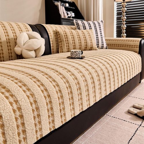 高档沙发垫冬天直排加厚羊羔绒坐垫冬季毛绒防滑沙发盖布2025新款