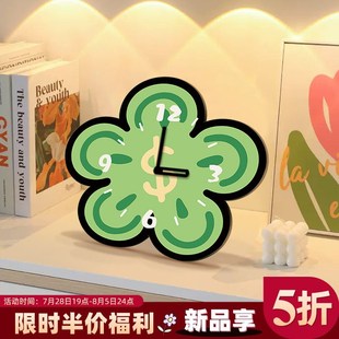 奶油风高级感桌面时钟摆台式钟表现代简约客厅挂钟摆件静音卧室表