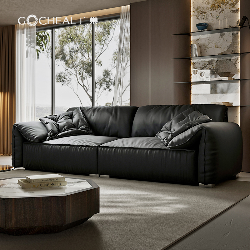 广巢baxter大象耳朵沙发意式真皮头层牛皮客厅直排组合羽绒磨砂皮