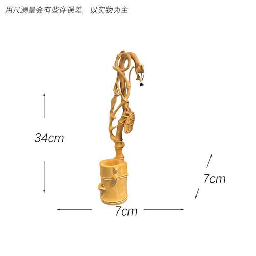 雕黄杨工经典YM18创意竹手节笔筒家木居中式木桌面装饰木质工艺品