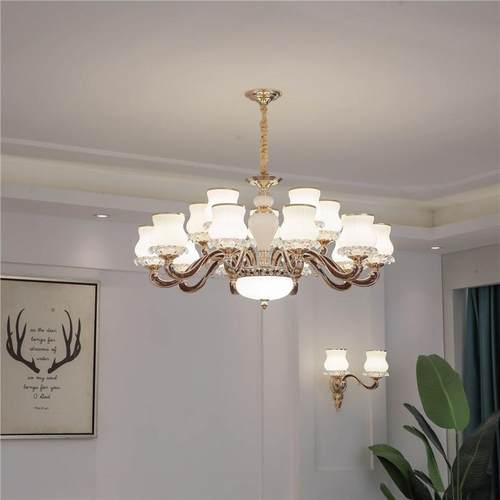 大欧式12灯客厅灯餐厅卧家用全吊屋简约奢华大气现代简欧新款灯室