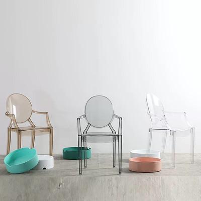 克简力家用餐椅现代约网红式塑料幽灵扶手餐VMN椅意靠背洽亚谈椅