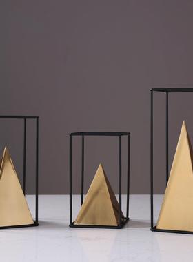 现代欧LJW塔式美式客厅玄关金字金属板摆件电视柜装饰品家样间摆