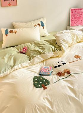 2025新款全40支NHZ31372立体毛巾绣四件套1.8m床单四棉件套毛巾绣