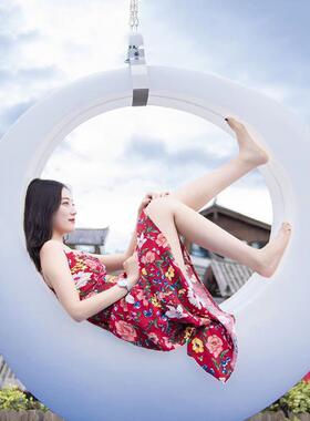 秋月亮千吊椅户NPE外太阳能民庭院夜大光多人月亮摇椅宿装饰型发