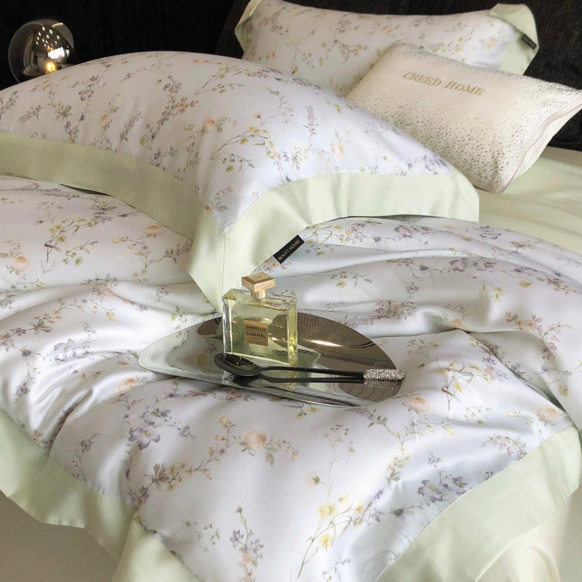 60支兰天精丝四件套丝碎花美式清新凉感冰床丝上用品被套床VHT单