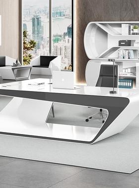 烤科技感理MEL-033老板桌椅组合L型总裁办公桌办大公室桌子时漆尚