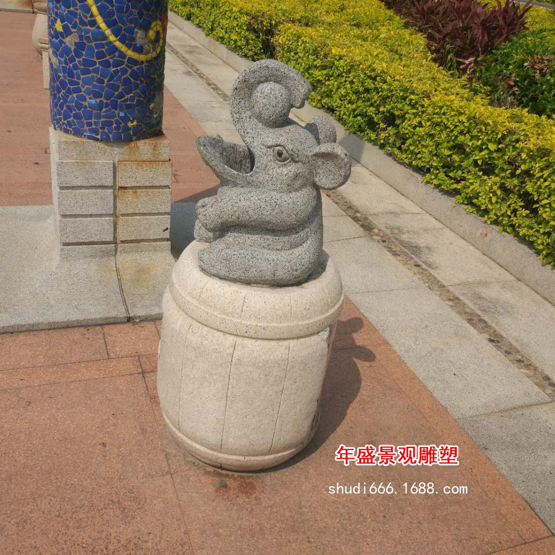 卡通青蛙造型垃圾箱园林景观石雕摆件 公园环卫垃圾桶大理石造景