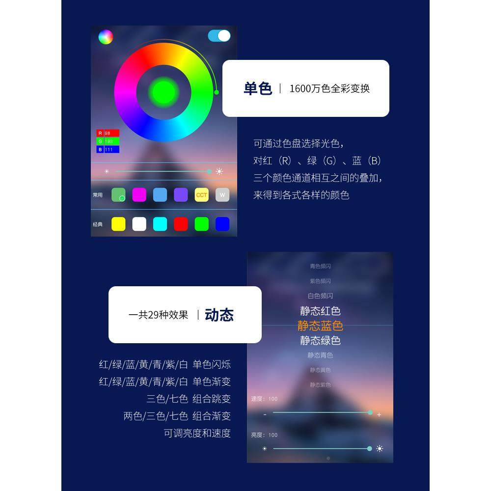 RGB灯带机PP控制七动彩渐变手氛围霓A虹智能遥控自LS-NH-DD可变色