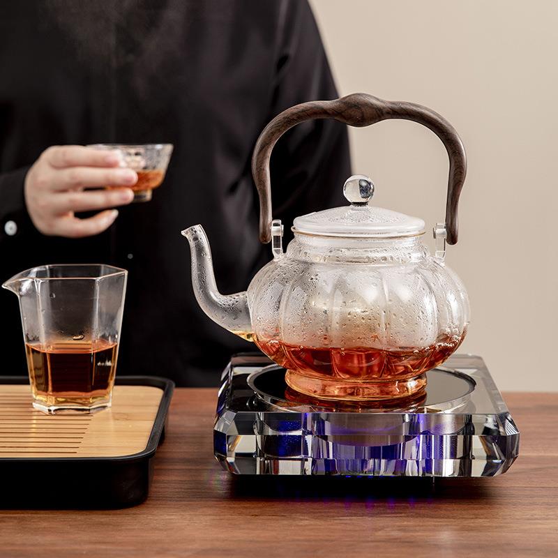 高档围炉煮茶水晶电水晶电陶陶炉茶器耐煮玻璃电热煮茶热炉烧水壶