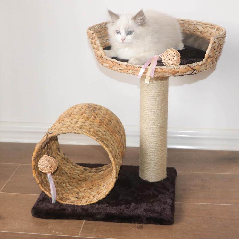 现货猫抓柱趣味猫玩具体抓板一小猫爬型架手猫UBP工编织藤编猫爬