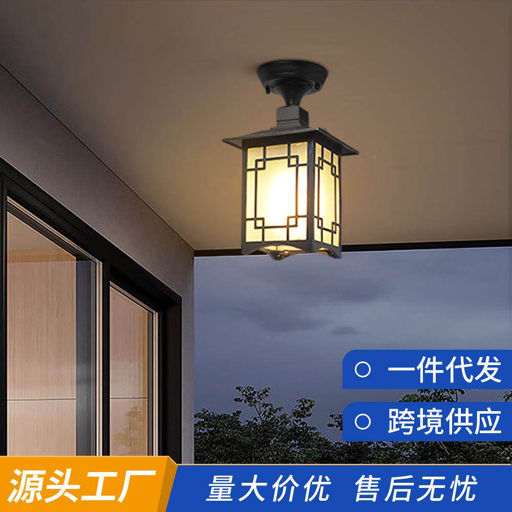 7NN1吸顶灯新中式户外防水别墅过道庭走廊复658古凉F亭院笼吊中链