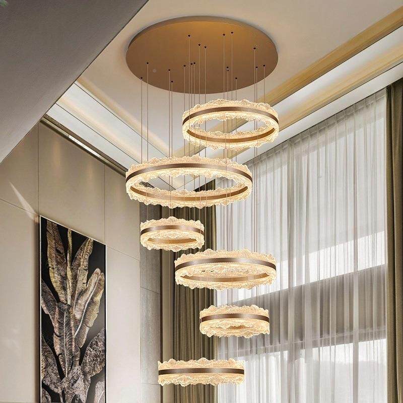 别墅141式楼客复厅大吊灯高意式奢档大气大轻厅灯楼中楼跃层挑空