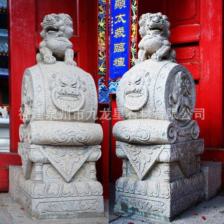 定制石雕做门墩狮子小象抱鼓石SD-603旧摆件汉白麒麟抱石鼓玉石青