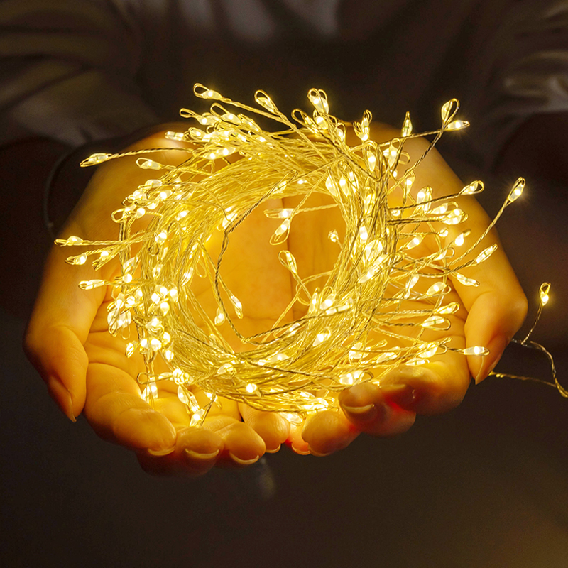 铜线鞭炮灯圣诞节装饰灯彩灯闪灯串灯满天星星灯家用少女房间布置