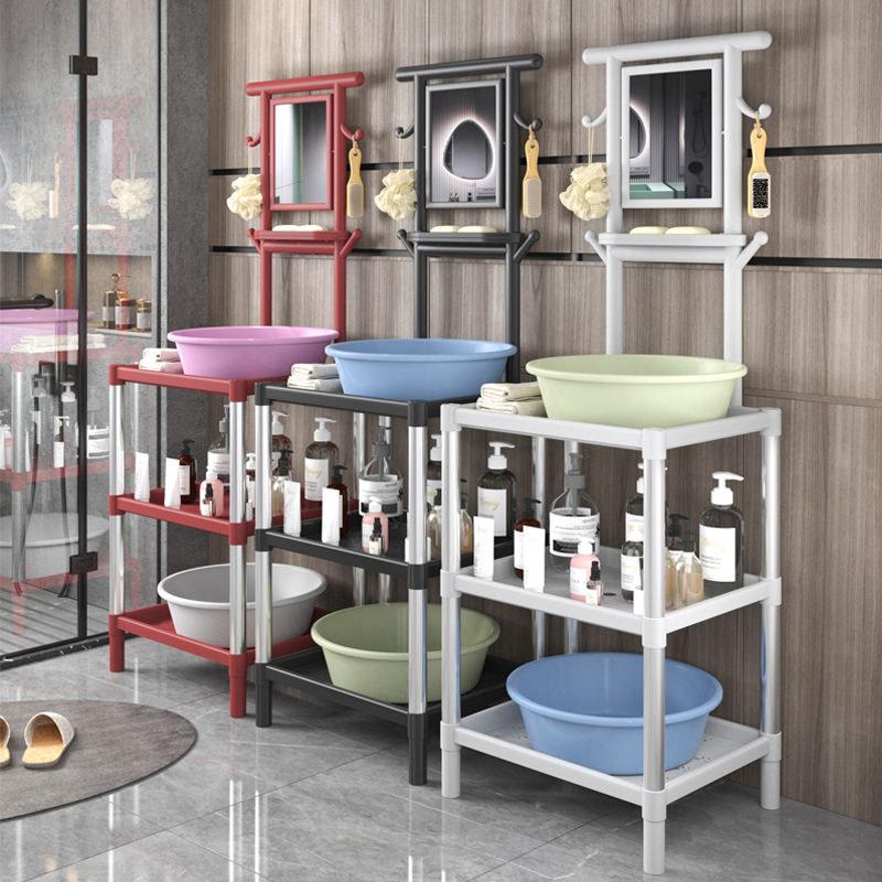 面盆架洗脸架子高档多层置物结婚红色喜庆卫生间落地式不锈钢新款