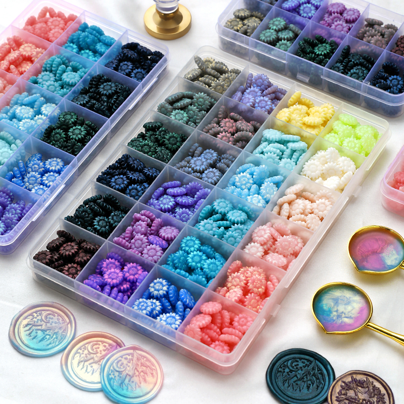 极光闪粉火漆蜡格子格装蜡粒制作火漆印章的金粉变色偏光偏色向日