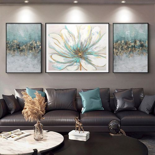 大芬村油客厅画挂画高级感三联抽象沙发背景墙装饰画现代简约餐厅