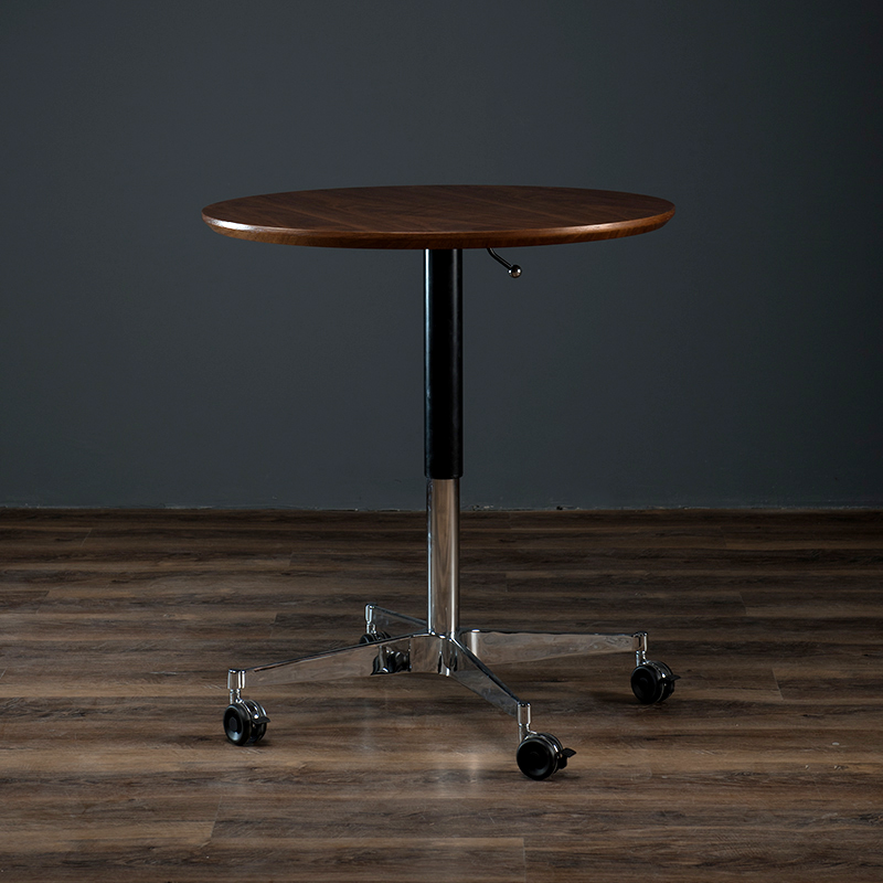 德宜客升降小圆桌可移动餐桌家用茶几咖啡厅洽谈桌子阳台休闲边几