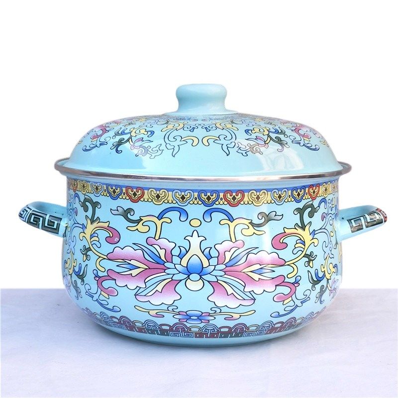 加厚珐琅搪瓷锅家用双耳锅汤锅炖锅平底锅熬中药锅燃气电磁炉通用,厨房/烹饪用具,汤锅/汤桶/卤肉桶,淘宝优惠券,粉丝福利购,淘宝优惠卷
