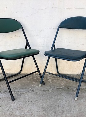 老式折叠椅子凳子80年代怀旧老货古董老物件摆件单人钢管靠背凳子